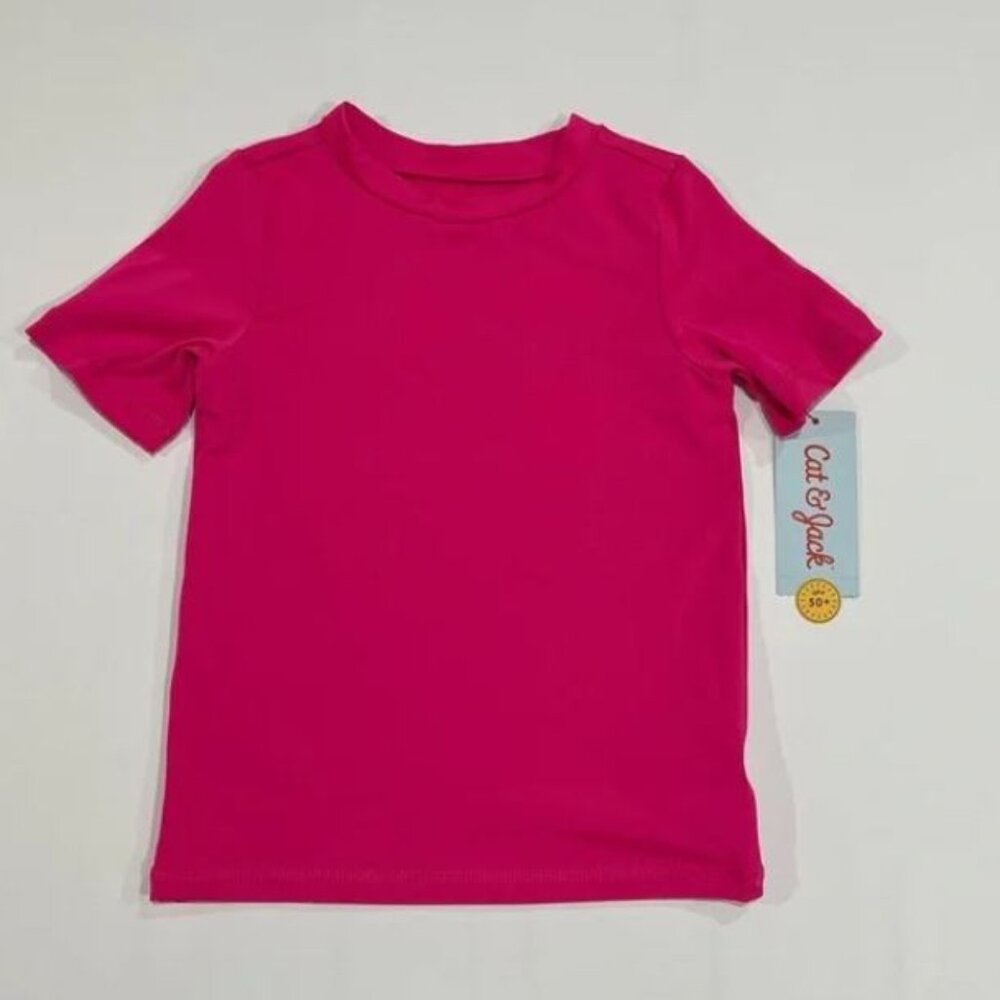 3/$15 Cat & Jack - Girls' Pink 2T Short Sleeve Rash Guard Top